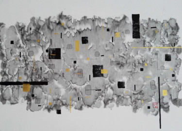 Peinture intitulée "Urbanisation 4°" par Biru Zhao, Œuvre d'art originale, Encre