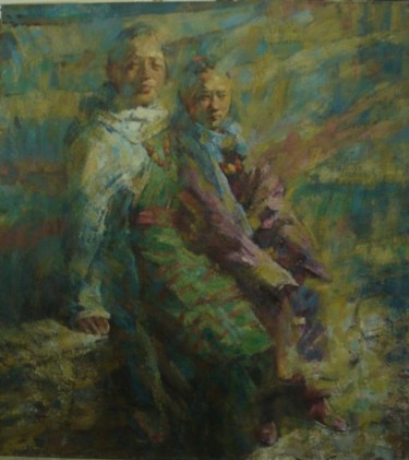 Painting titled "Gazing: original oi…" by Zhaoqian Xu, Original Artwork, Oil