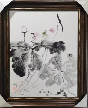 Painting titled "荷" by Zhe Deng, Original Artwork, Oil
