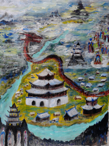 Картина под названием "A visit to the wuxi…" - Zhengyuan (Cooper) Gao, Подлинное произведение искусства, Акрил