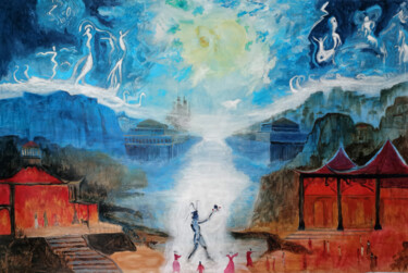 Pittura intitolato "Bleu Flames" da Zhengyuan (Cooper) Gao, Opera d'arte originale, Acrilico