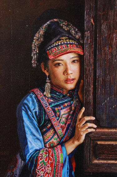 Pintura intitulada "一詀㒚" por Zhi Lei Li, Obras de arte originais, Óleo Montado em Painel de madeira
