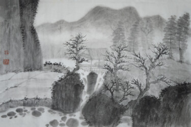 Картина под названием "Lakeshore Spring" - 志泽 吕, Подлинное произведение искусства, Чернила