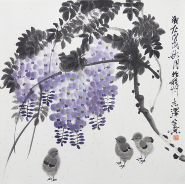 Ζωγραφική με τίτλο "Spring is blooming" από 志泽 吕, Αυθεντικά έργα τέχνης, Χρωστικές ουσίες