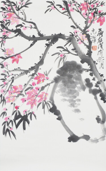 Картина под названием "April Spring" - 志泽 吕, Подлинное произведение искусства, Пигменты