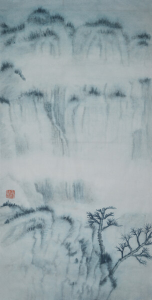 Peinture intitulée "Waterfall of the Cy…" par Zhize Lv, Œuvre d'art originale, Pigments