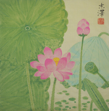 Peinture intitulée "Lotus" par Zhize Lv, Œuvre d'art originale, Pigments