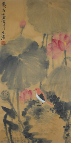 Malarstwo zatytułowany „Lotus in Water” autorstwa 志泽 吕, Oryginalna praca, Atrament