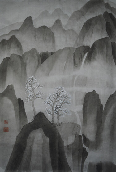 Peinture intitulée "Empty Mountains Are…" par Zhize Lv, Œuvre d'art originale, Encre