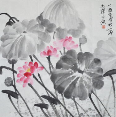 Painting titled "出水芙蓉" by Zhize Lv, Original Artwork, Ink