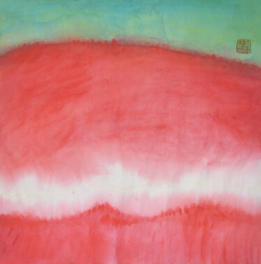 Pintura intitulada "Red Mountain" por Zhize Lv, Obras de arte originais, Pigmentos