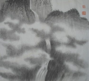 Malarstwo zatytułowany „The Flying Waterfal…” autorstwa 志泽 吕, Oryginalna praca, Atrament