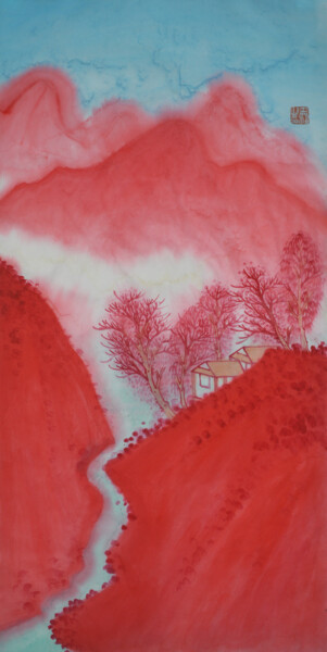 Malerei mit dem Titel "Riverbank" von Zhize Lv, Original-Kunstwerk, Pigmente