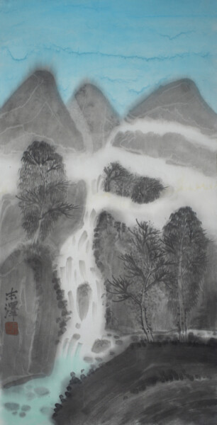 Malerei mit dem Titel "High Mountains and…" von Zhize Lv, Original-Kunstwerk, Tinte