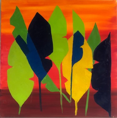 Картина под названием "Листья" - Ksenia Zhornikova Baryniya, Подлинное произведение искусства, Масло