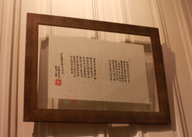 Drawing titled "Texte littéraire cl…" by Haiju Zhou, Original Artwork, Fabric Mounted on Glass