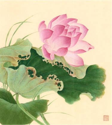 Pittura intitolato "Lotus Breeze no.2" da Hongyan Zhu Zhu Hong Yan, Opera d'arte originale, pigmenti