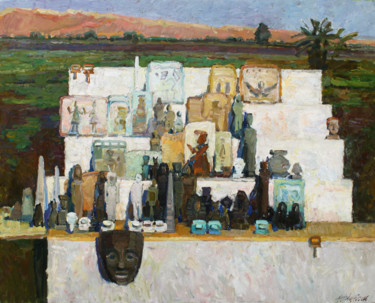 Pittura intitolato "Souvenir shop in Lu…" da Juliya Zhukova, Opera d'arte originale, Olio