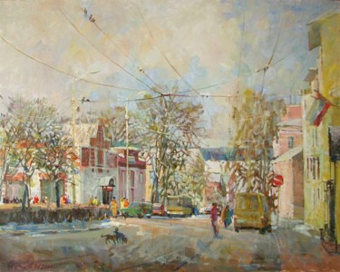 Painting titled "Winter in Bogorodsk" by Juliya Zhukova, Original Artwork, Oil