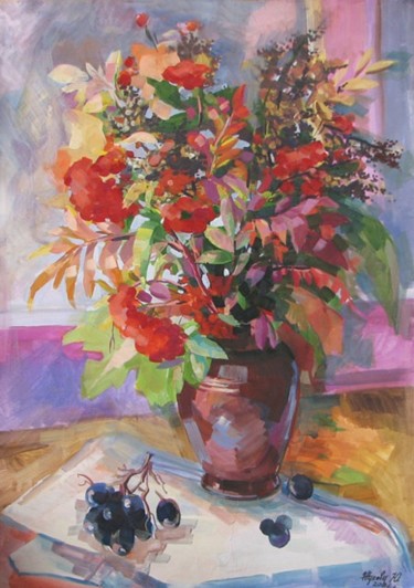 Pintura titulada "the Winter bouquet" por Juliya Zhukova, Obra de arte original, Oleo