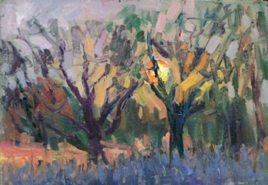 Pintura titulada "Sunset (etude)" por Juliya Zhukova, Obra de arte original, Oleo