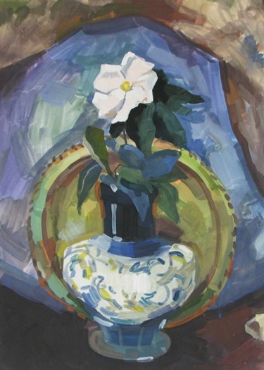 Картина под названием "Dogrose" - Juliya Zhukova, Подлинное произведение искусства, Масло