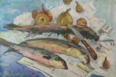 Malarstwo zatytułowany „Fish soup” autorstwa Juliya Zhukova, Oryginalna praca, Olej
