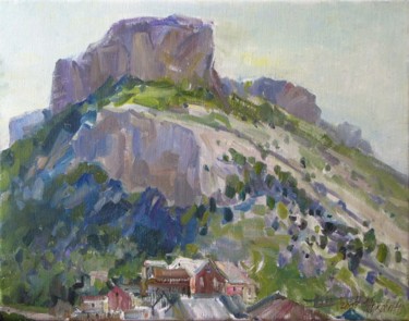 Painting titled "Morning in mountains" by Juliya Zhukova, Original Artwork, Oil