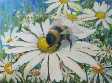 Painting titled "Bumblebee" by Juliya Zhukova, Original Artwork, Oil