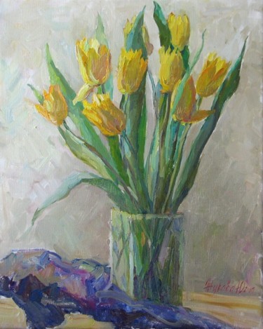 Painting titled "Tulips" by Juliya Zhukova, Original Artwork