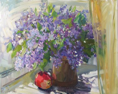 Painting titled "The solar lilac" by Juliya Zhukova, Original Artwork, Oil