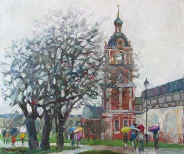 Peinture intitulée "Spring rain" par Juliya Zhukova, Œuvre d'art originale, Huile