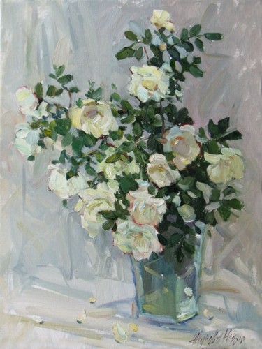 Painting titled "Gentle thorns" by Juliya Zhukova, Original Artwork, Oil