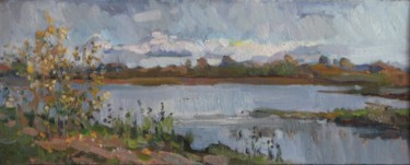 Painting titled "Sandy pond" by Juliya Zhukova, Original Artwork, Oil