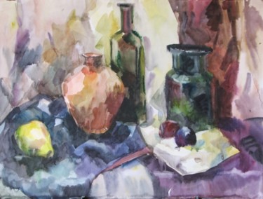 Painting titled "Still-life with a y…" by Juliya Zhukova, Original Artwork, Oil