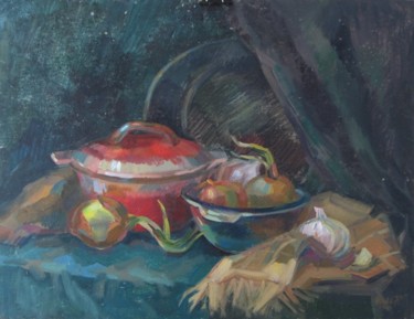 Картина под названием "Still life with oni…" - Juliya Zhukova, Подлинное произведение искусства, Масло