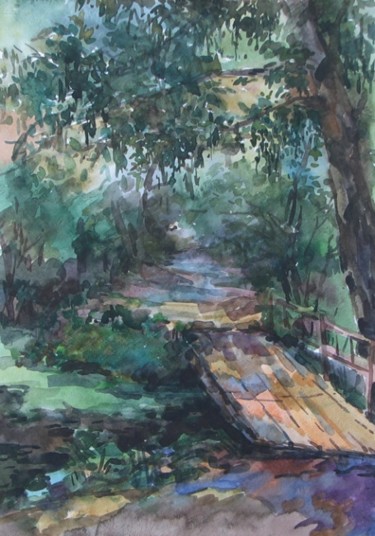 Painting titled "Bridge" by Juliya Zhukova, Original Artwork