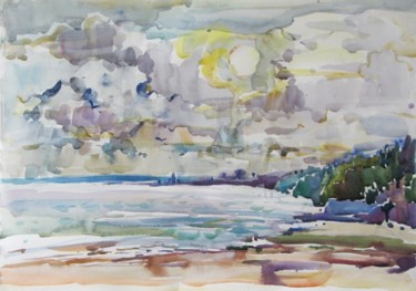 Painting titled "Sea water colour" by Juliya Zhukova, Original Artwork, Oil