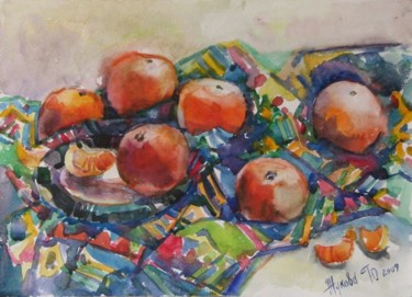 Peinture intitulée "Tangerines" par Juliya Zhukova, Œuvre d'art originale, Huile