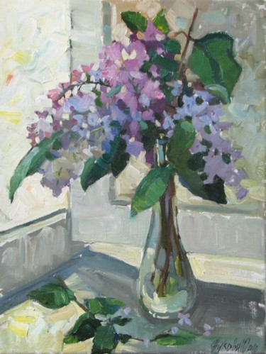 Schilderij getiteld "Lilac" door Juliya Zhukova, Origineel Kunstwerk, Olie