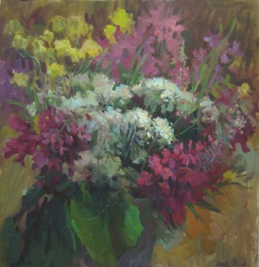 Картина под названием "Bouquet of wild flo…" - Juliya Zhukova, Подлинное произведение искусства, Масло