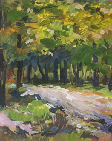 Painting titled "In park. (copy)" by Juliya Zhukova, Original Artwork, Oil
