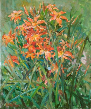 Painting titled "Lilies" by Juliya Zhukova, Original Artwork, Oil