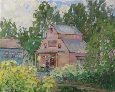 Malerei mit dem Titel "History of one house" von Juliya Zhukova, Original-Kunstwerk, Öl