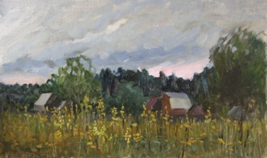 Painting titled "Village - Zaputnoe" by Juliya Zhukova, Original Artwork, Oil