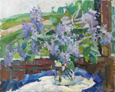 Malerei mit dem Titel "Rural lilac" von Juliya Zhukova, Original-Kunstwerk, Öl