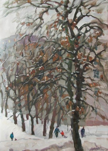 Painting titled "December" by Juliya Zhukova, Original Artwork, Oil