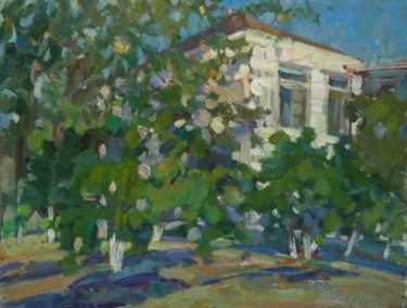 Malerei mit dem Titel "House of artist" von Juliya Zhukova, Original-Kunstwerk, Öl