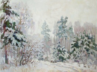 Painting titled "White day" by Juliya Zhukova, Original Artwork, Oil