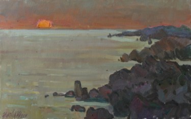 Peinture intitulée "Sunset on Fiolent" par Juliya Zhukova, Œuvre d'art originale, Huile